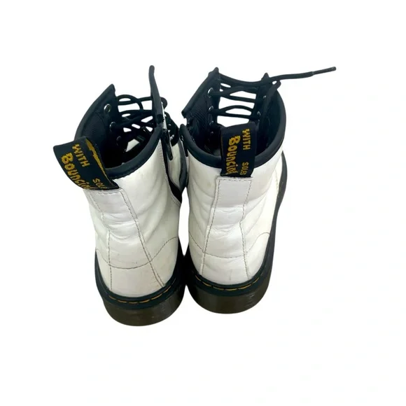 Dr.Martens‎ White Leather Lace Up/ Zipper Closure Boots Mens S4 Ladies Size 5